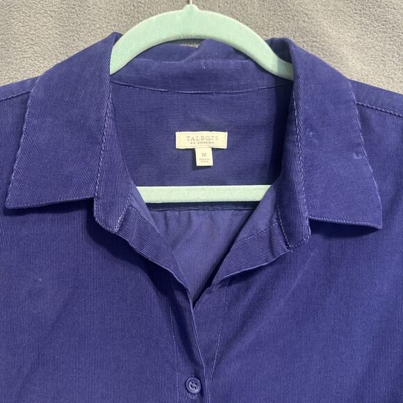 Talbots Corduroy Button Up Shirt Plus Size 1x Eggplant Purple Lightweight - Picture 2 of 7